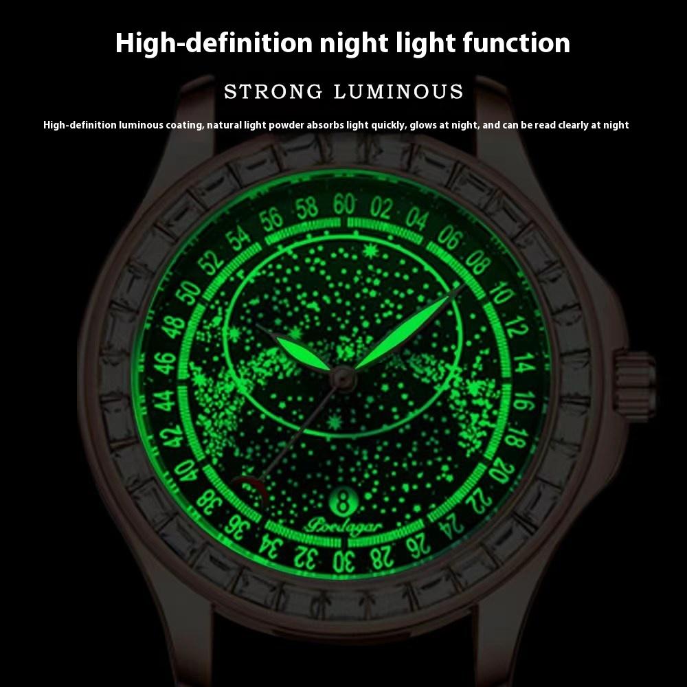 Роскошные новые мужские часы водонепроницаемые светящиеся на ремне звездное небо циферблат модные кварцевые часы