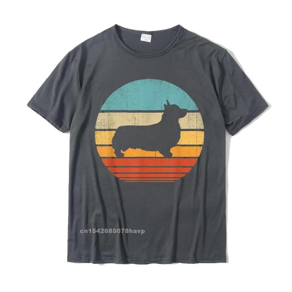 Corgi Vintage Silhouette 60-х 70-х годов Ретро Подарки Любителям Собак Мужская Футболка Подарочные Топы Рубашки Для Мужчин Облегающие Хлопковые Футболки Camisa