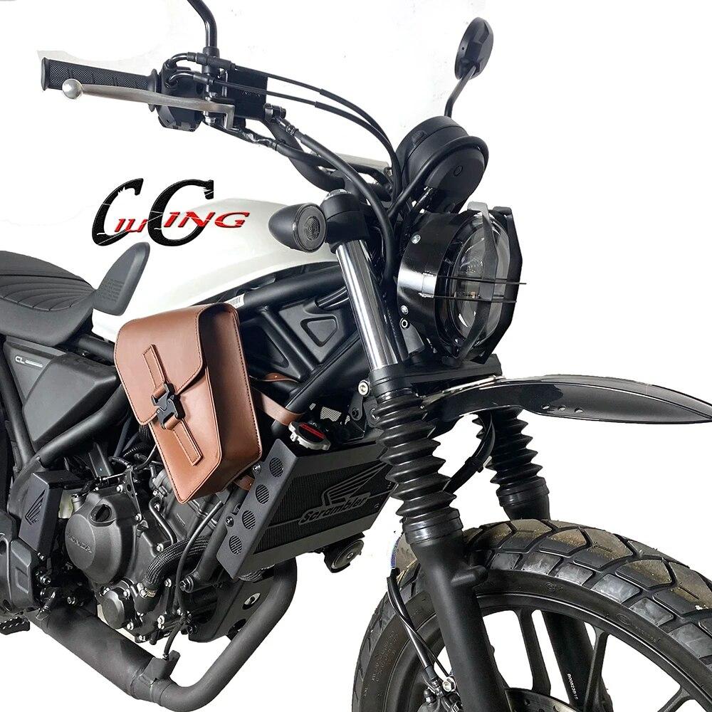 Сумка на боковую раму мотоцикла для HONDA CL250/300 CL500 2023 cl 250 cl 500, сумки для инструментов, боковая сумка из коровьей кожи, водонепроницаемая сумка для хранения