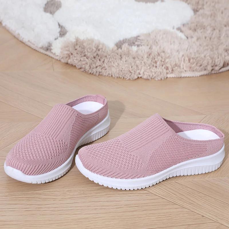 Женская летняя обувь Повседневная Однотонная Женская обувь Мягкая подошва Полутапочки Обувь
