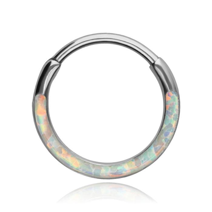 Titanium Clicker Ring With Opal Op17 - Tk-092 0.8/6