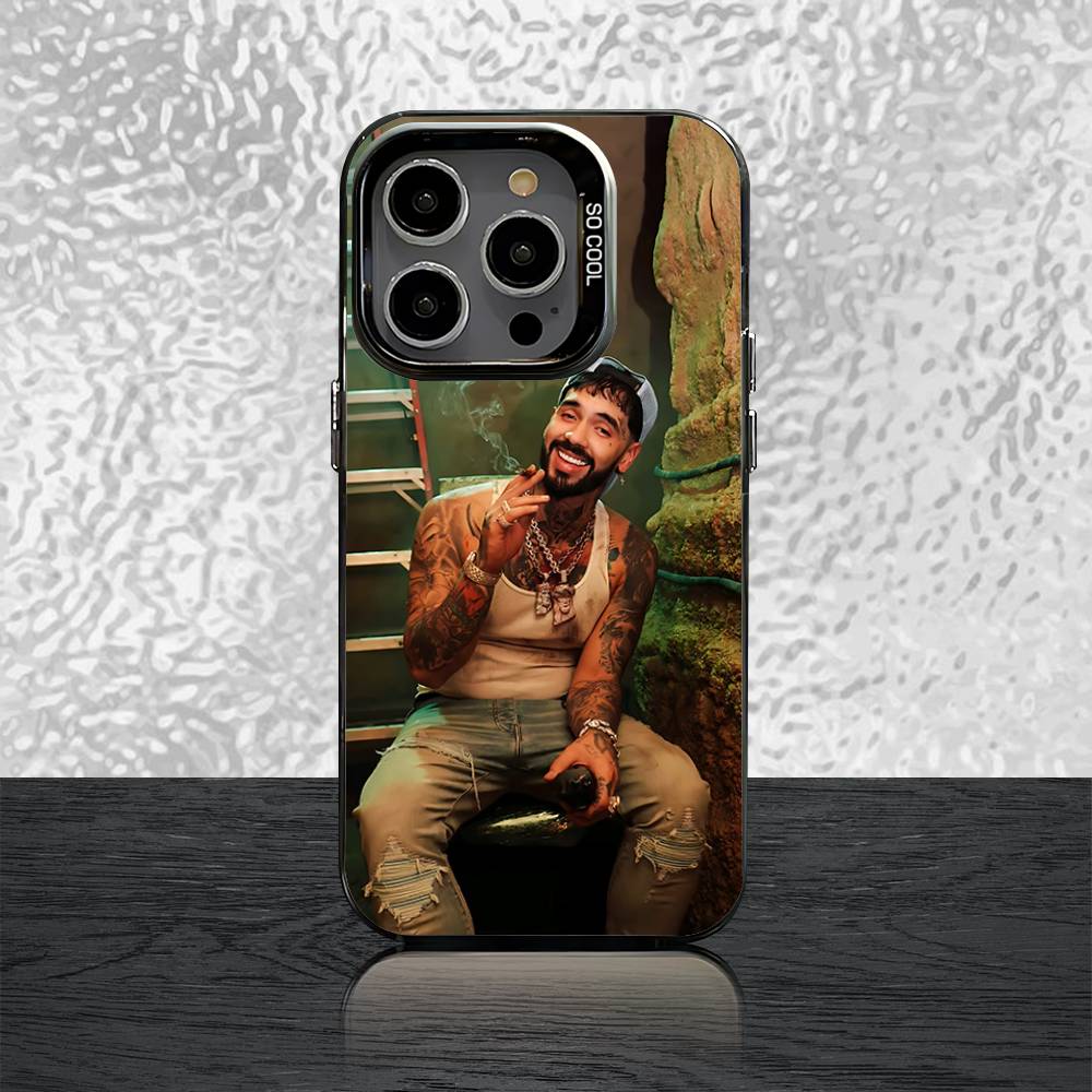 Чехол для телефона A-Anuel AA Rapper для iPhone 16,15,14,13,12,11,Pro,Max,Plus,Mini,SE Черный Конфетный Матовый Ударопрочный Чехол