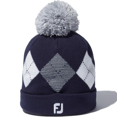 Шапка-бини FootJoy eComfort с аргайлом, вязаная шапка FH23BWPM, женская, темно-синяя, свободный размер, (55-57см)