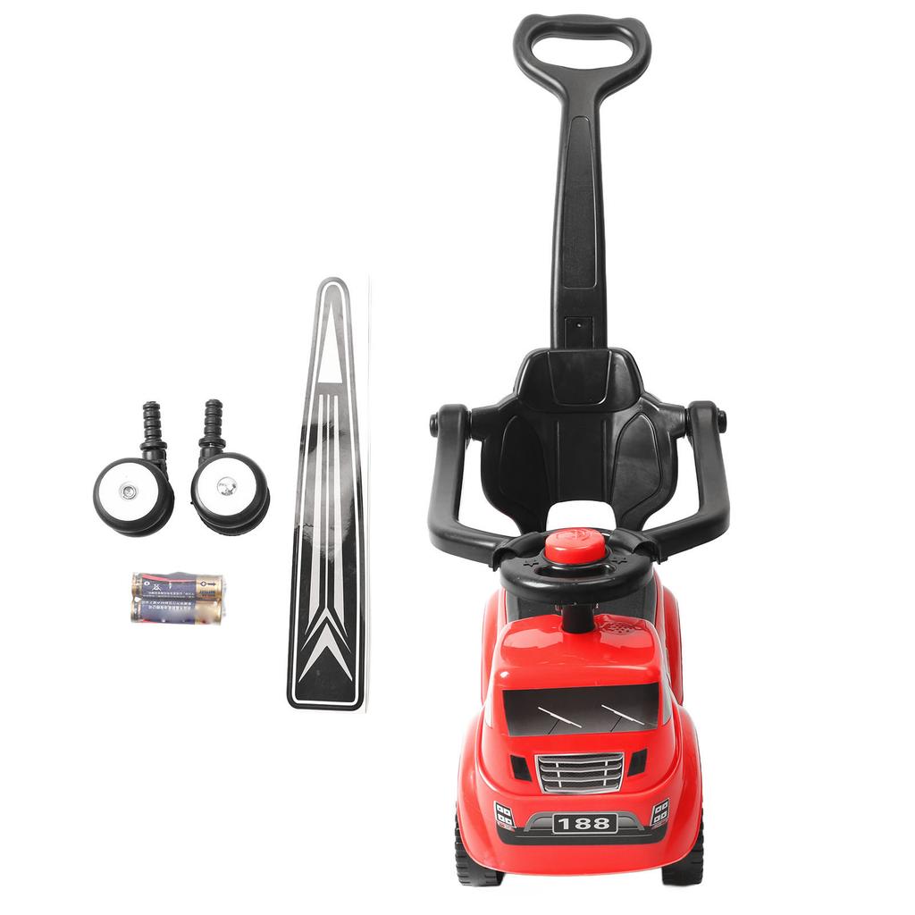 Baby Ride On Push Car Whistle Steering Wheel Universal Front Wheel Newborn Hand Push Stroller Red