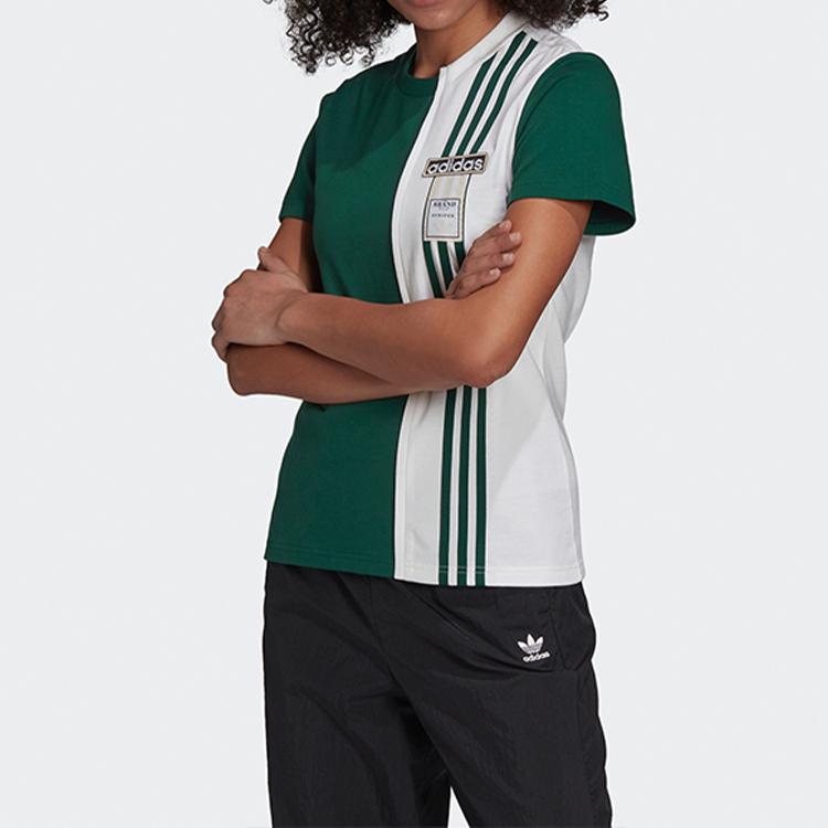 adidas Adibreak Футболка с принтом логотипа, вставками, дышащая, спортивная, с круглым вырезом, короткий рукав, женские топы, зеленый GJ6584