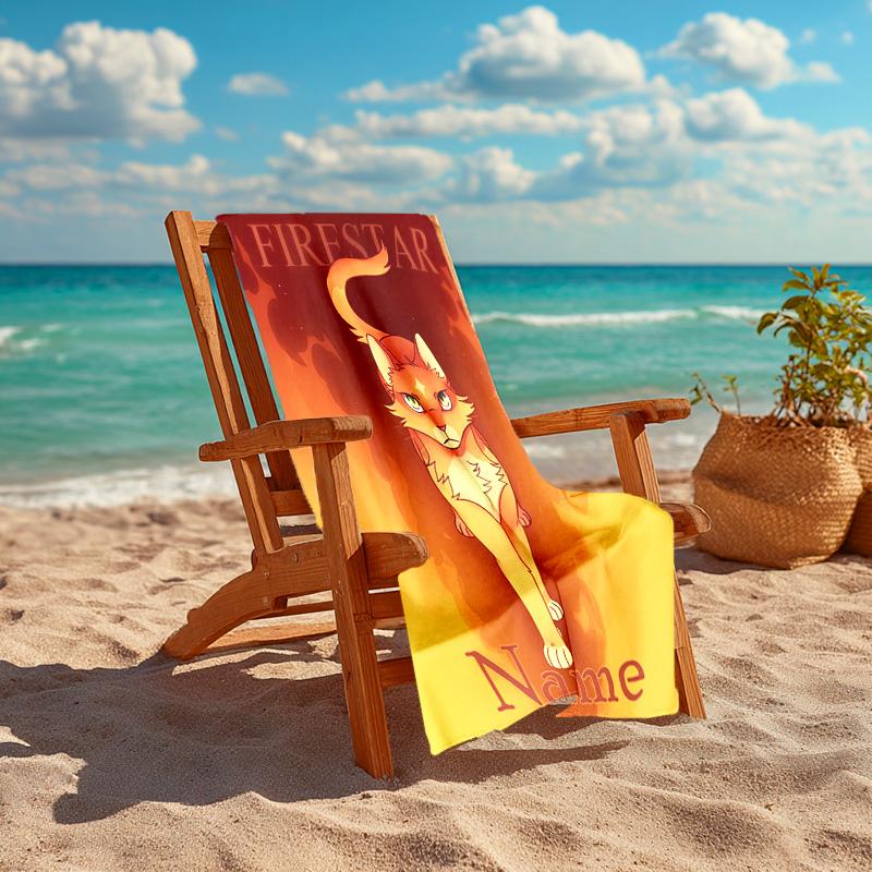 Personalized customized proof beach towel with Warriors Cats pattern - soft, absorbent,quick-drying,perfect swimming,camping&bathing