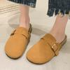 Shoes Female 2024 New Slingbacks Women's Slippers Autumn Round Toe Buckle Solid Flat Casual Comfortable Office Ladies Shoes