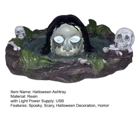 yangyizhi Halloween Scary Ghost Ashtray, Spooky Resin Water Skull Ash Tray for Living Room, Home Office Desk Decor