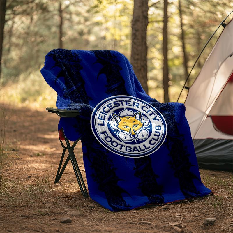 1pc Leicester City FC Theme Blanket - Digital Print, Polyester, Cozy for All Seasons, Perfect for Outdoor, and Travel
