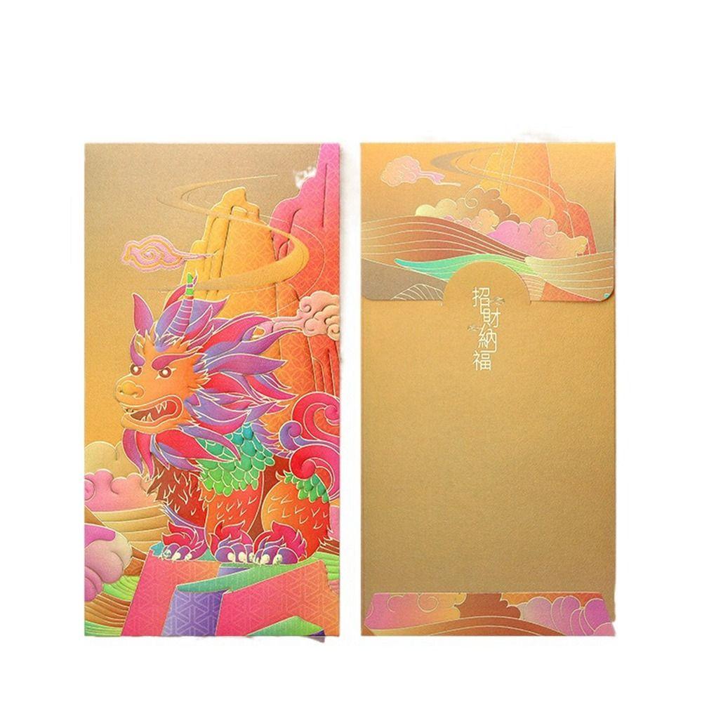 6Pcs Paper Traditional Red Pocket Chinese Style Lucky Money Pouch Cute Chinese Red Envelope  Wedding