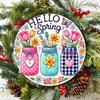 Деревянная круглая деревянная табличка в винтажном стиле Hello Spring с тюльпанами, 7,8-дюймовая настенная живопись для спальни, кухни, столовой, прочная, легко вешается, идеально подходит для дома