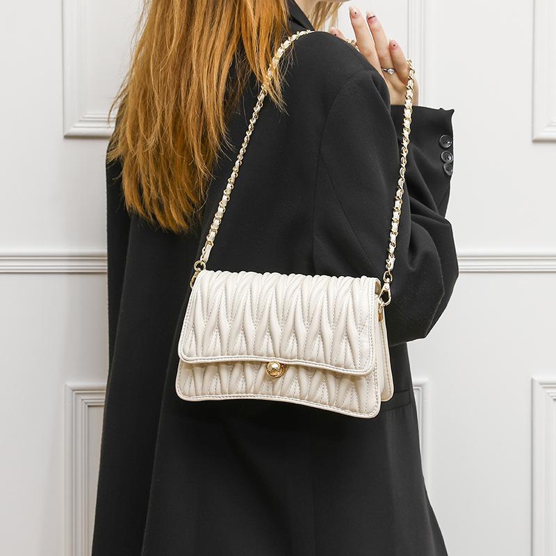 Высококлассная сумка Sense Light Luxury French Niche Fold White Bag Женская сумка-мессенджер для работы, сумка через плечо, сумка-цепочка, сумка подмышку