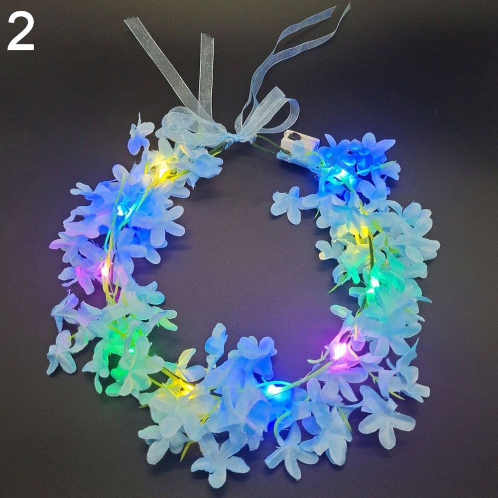 Women Girls Halloween Crown Flower Christmas Party Decoration Glowing LED Wreath Light Up Headband