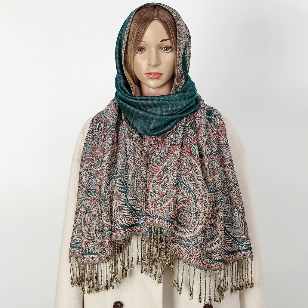 New Sunflower Polyester Tassel Long Scarf Ethnic Style Women's Embroidered Scarf Fashionable Shawl Headscarf