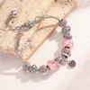 Women All Match Pink Crystal Love Heart Glass Beads Bracelet