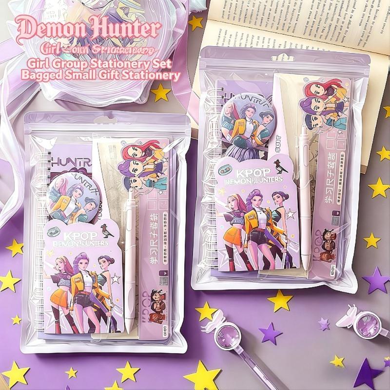 K-POP Anime Girl Character Merch Stationery Set, Cute School Supplies Kit, Student Notebook Pen Ruler, Perfect Birthday Gift