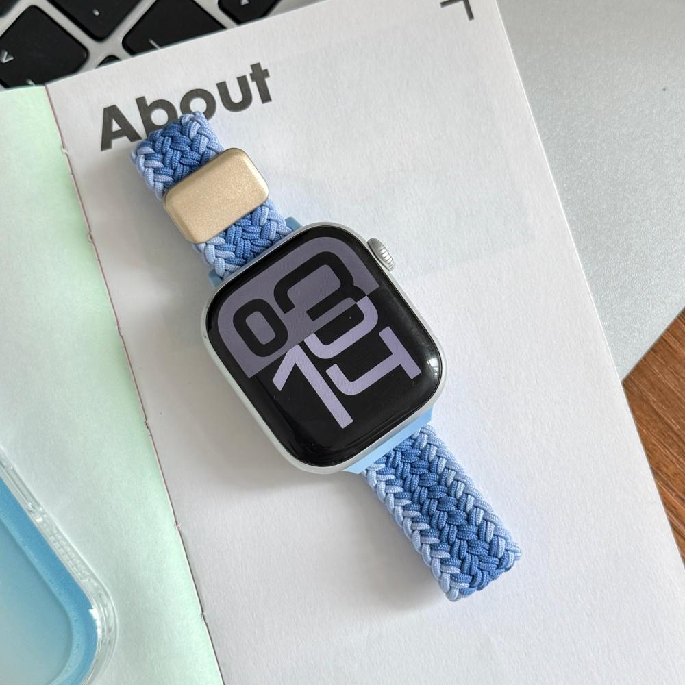 Magnetic Buckle Breathable Braided Nylon Watch Band Replacement Strap Compatible with Apple Watch Series1–11/SE/Ultra 38 40 41 42 44 45 46 49mm