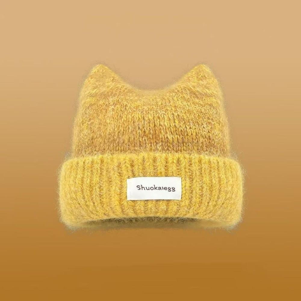 Windproof Knitted Beanie Warm Winter Cap Cute Cat Ear Hat Cold Weather