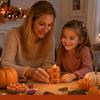 Lightweight Pumpkin Decor Halloween 3 Tier Stacked Candle Light, Flickering Flameless LED Decorative Figurines Candle, Battery Operated Fake