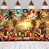 Hawaiian Tropical Scenery Bar Theme Banner Backdrop Cocktail Green Plants Suitable for Bar Friends' Party Photography Backdrop