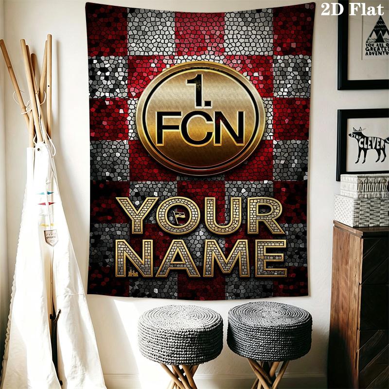 Name Custom 1.FC Nürnberg Logo Wall Tapestry Aesthetic Wall Hanging Printed Fabric Blanket Decorative Tapestries for Bedroom Living Room Home Decor