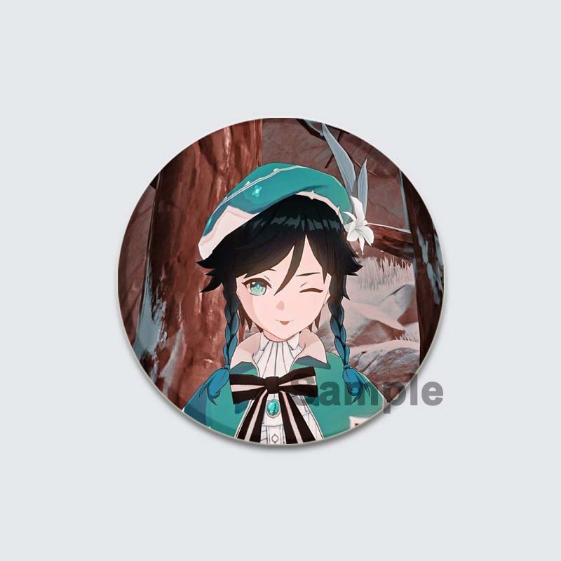 Значок Genshin Impact Game Anime Girl Hu Tao/Venti/Jean, 58 мм, круглая брошь для рюкзака, одежды, аксессуаров, ювелирных изделий, подарков