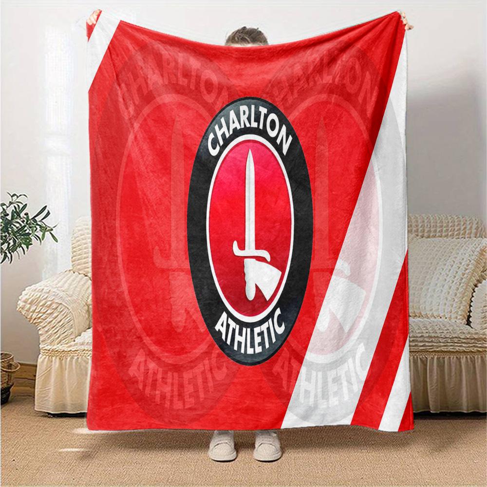 Charlton FC Crest Flannel Blanket, Soft Polyester, Modern Design, All-Season for Camping, Travel, Gifts for holidays or birthdays