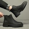 Glove Boots Trendy Men's Pure Black Mid-top Shoes Men's High-top Leather Shoes Heightening Chelsea Boots Men's Short Boots Leather Boots
