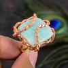 Амазонит Ручная работа Медная проволока Обертка Ювелирное кольцо Размер 8.5 d7S39