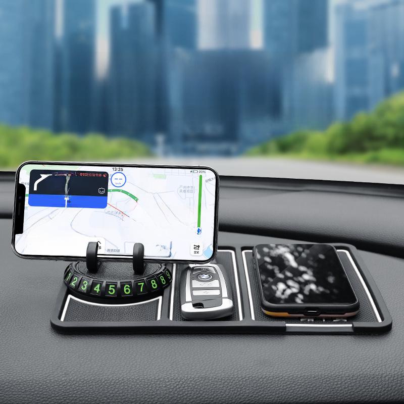 Многофункциональный автомобильный противоскользящий коврик для приборной панели и держатель для телефона с парковочным знаком