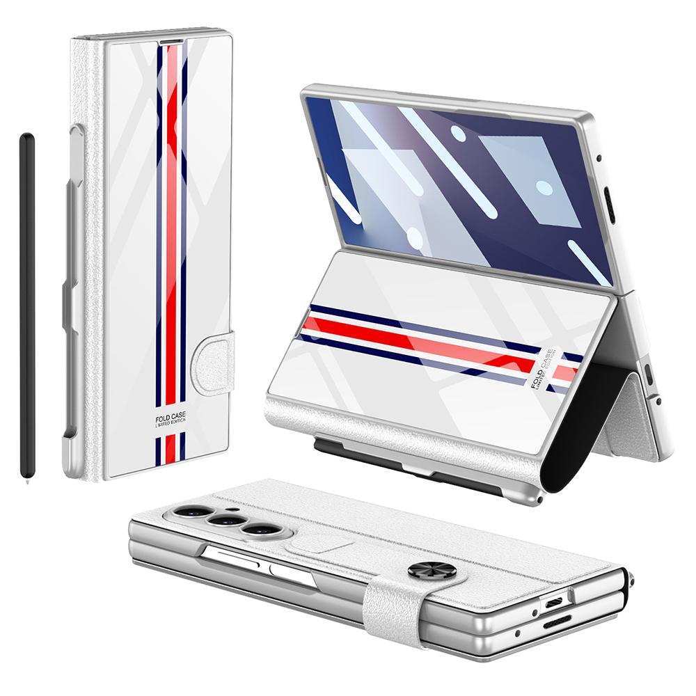 GKK Чехол для Samsung Galaxy Z Fold7 5G со слотом для стилуса, Жесткий ПК+ПУ+Закаленное стекло, Чехол для телефона