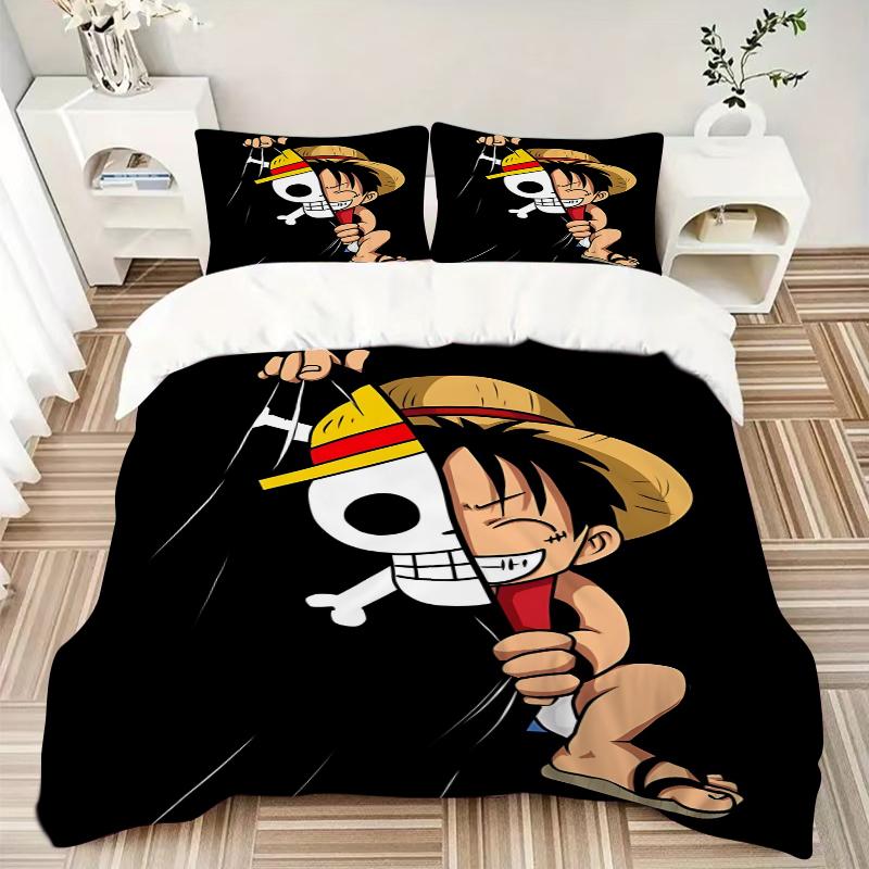 3Pcs Adventure Luffy Bedding Set Soft Fabric Duvet Cover Pillowcases Home Christmas Xmas Halloween Gift 1 Duvet Cover 2 Pillowcase G1304