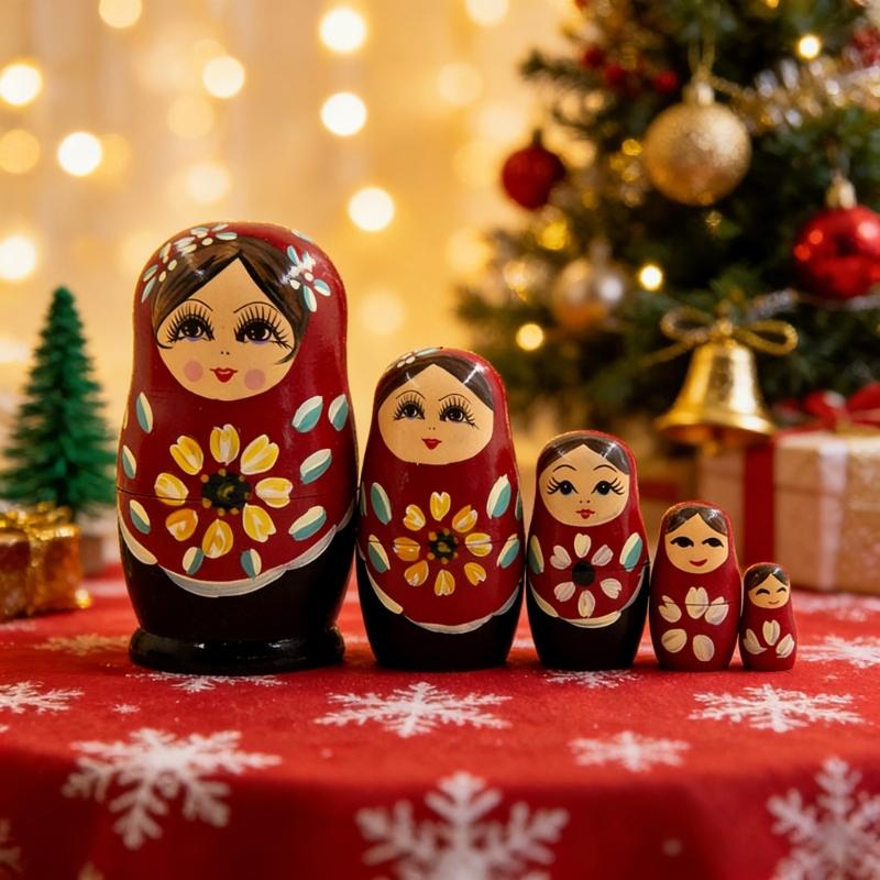 5-слойные русские матрешки, ручная роспись, подсолнухи, тонкое дерево, декор для дома, подарок