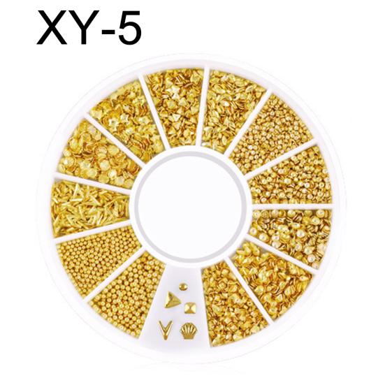 3D Metallic Metal Rivet Heart Moon Star Nail Tips Decorations Manicure Tools