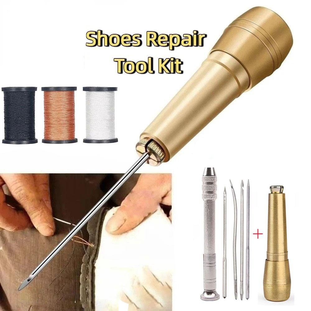 9 pcs/set Nylon Thread Leather Sewing Kit Straight Hook Hand Quilting Needles Stitching Projects