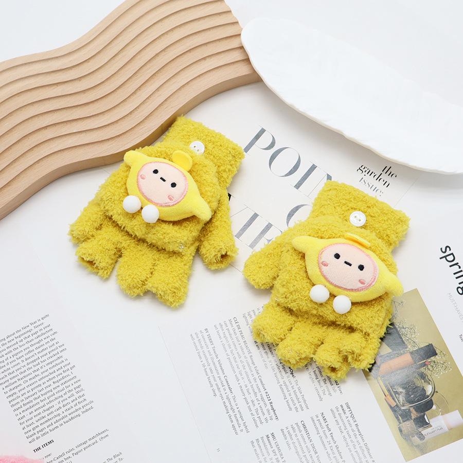 Kids' Winter Fingerless Flip-Top Writing Gloves – Warm Half-Finger Gloves for Boys & Girls