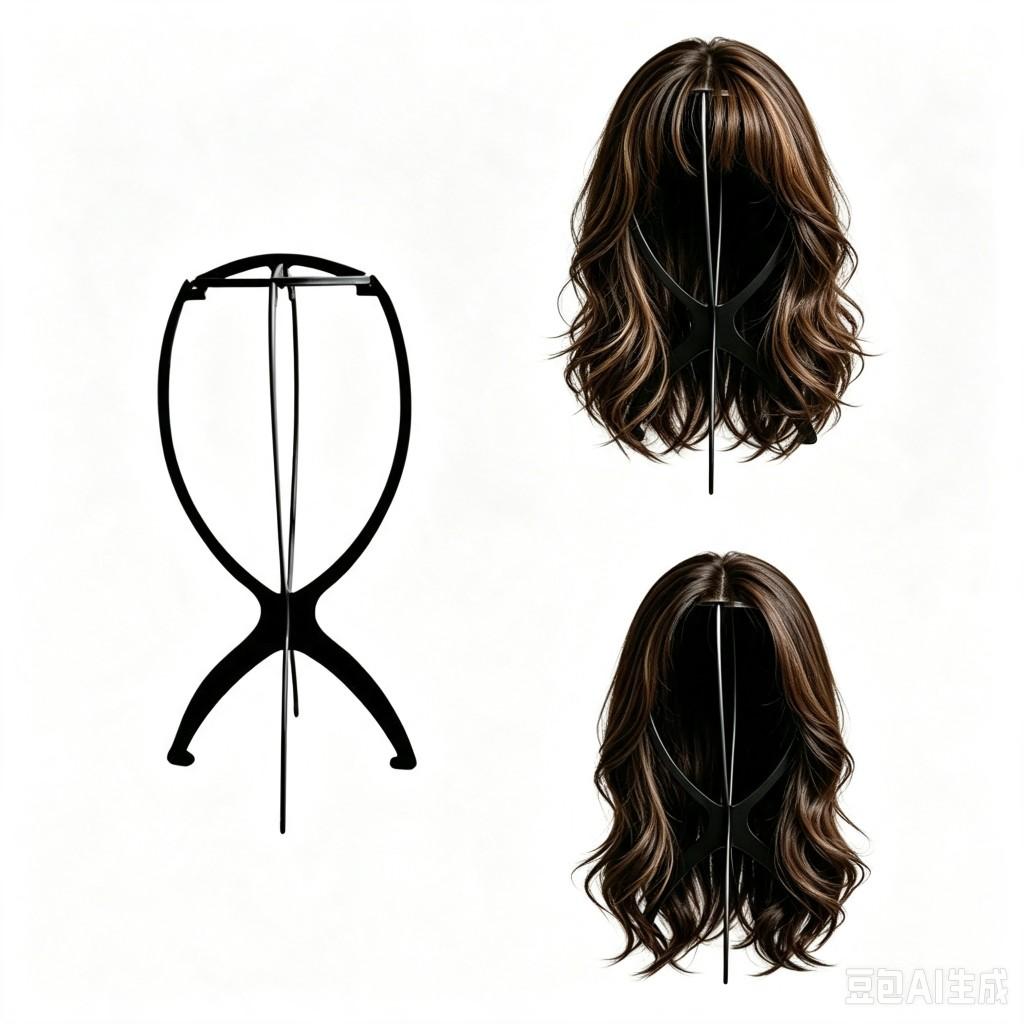 Foldable plastic wig holder portable wig support frame wig headgear display storage shelf black one piece