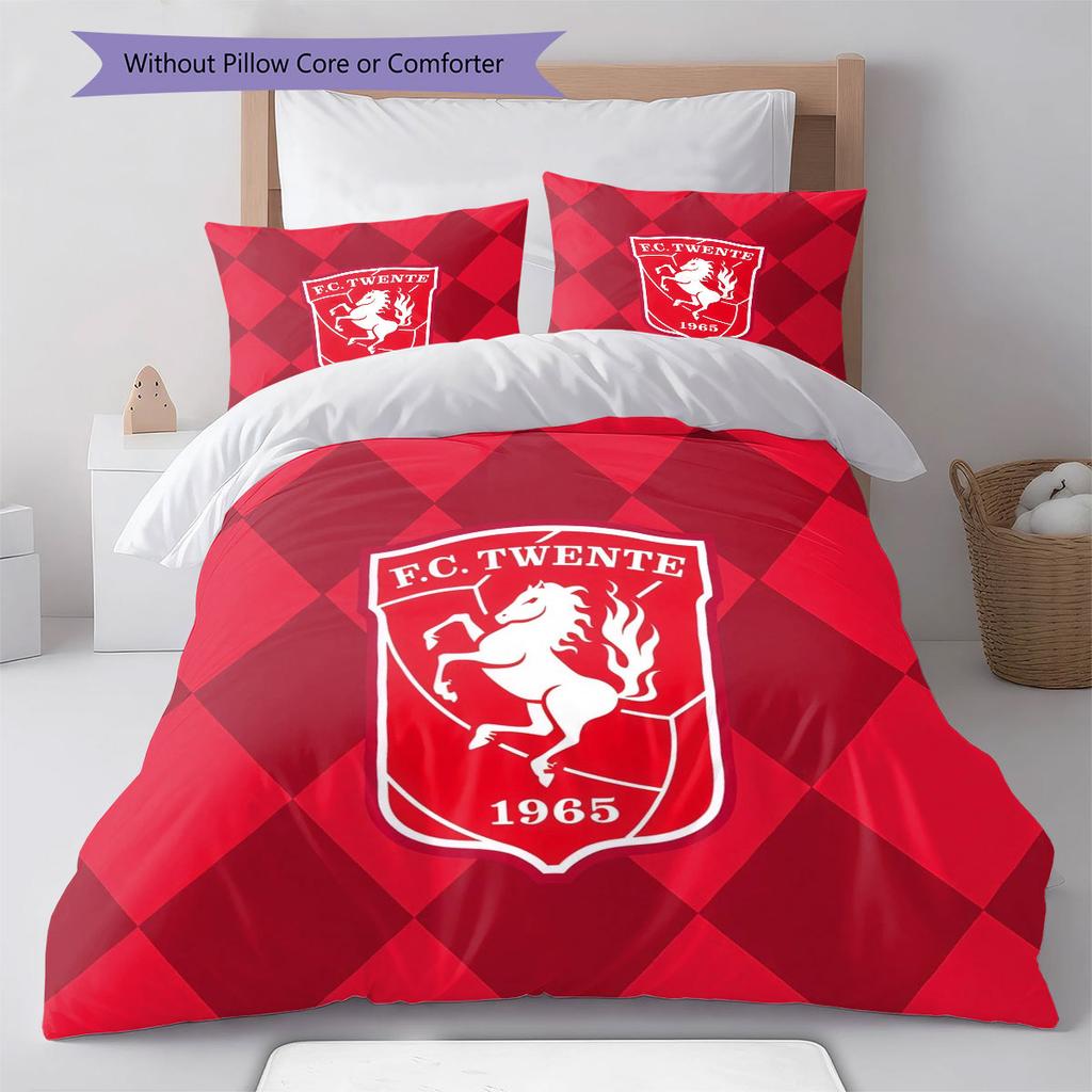 FC Twente Enschede Pattern Bedding Home Decoration Birthday Gift ( 1 duvet cover + 2 pillowcase, without core),fan merchandise.