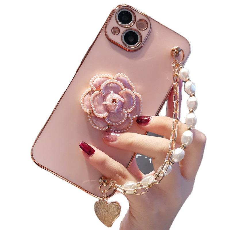 Чехол для мобильного телефона Camellia Подходит для Apple 15 Электроокрашенный iPhone14 Жемчужный 13Promax Браслет 12 Защитный чехол 11