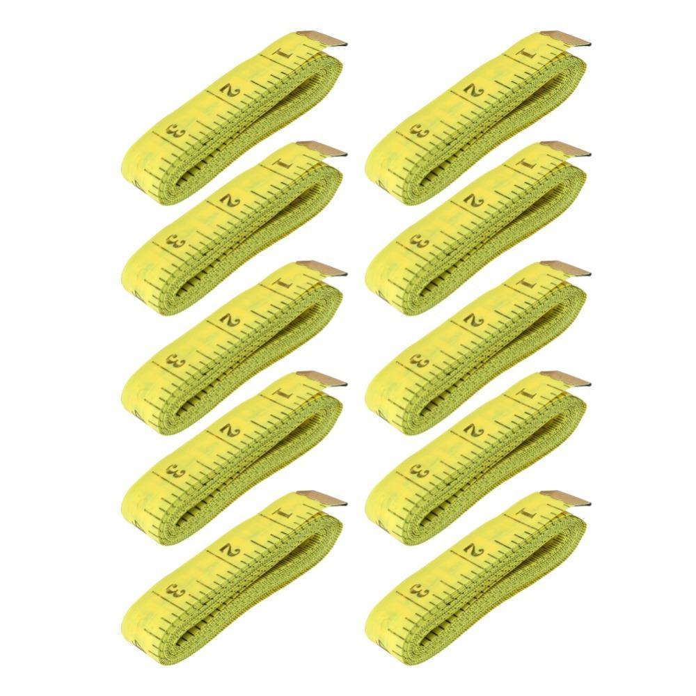 10Pcs 300cm / 120 Inch Flexible Measuring Tape Yellow Dressmaker Ruler For Weight Loss