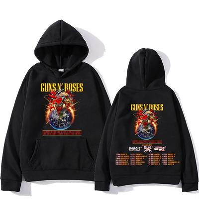 Guns N Roses Tour 2025 Толстовка с капюшоном в стиле ретро, уличный стиль, пуловер, унисекс, карманный пуловер, флисовая толстовка с капюшоном, свободная спортивная одежда