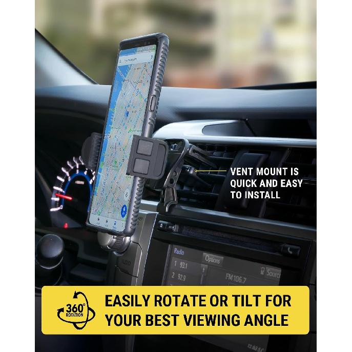 Scosche HVM2-1 Vent Phone Mount for Car, 360° Adjustable Cellphone Stand, Hands-Free Cell Phone Holder for Car Air Vent Compatible with iPhone