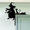Iron Witch and Cat Door Frame Silhouette Decoration 1 Piece Halloween Holiday Decorations for Family Gatherings Patio Signs