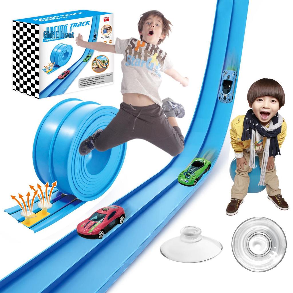 Alloy Car Model Elastic Ramp Toy with Suction Cups - DIY Children's Track Set