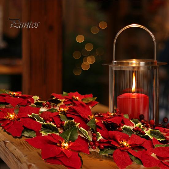 2M 10LED Рождественская гирлянда Световое украшение Светящаяся гирлянда Искусственный цветок Пуансеттия Праздник Рождественская елка Настенная лестница Подвесной венок Орнамент