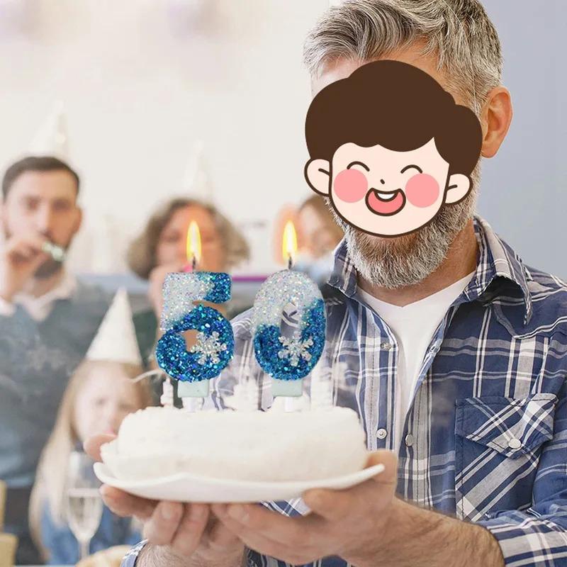 Замороженные свечи на день рождения с синими снежинками, 0-9 номеров, свеча для торта, Топпер для торта принцессы, украшение для дня рождения, velas Decorativas