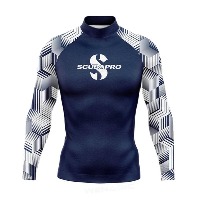 Mens Quick-Dry Rash Guard Long Sleeve UV Protection Swim Shirt Snorkeling Surfing Beach Water Sports