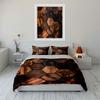 3Pcs Wood Hexagon Bedding Set,Brown Wooden Geometric Pattern Print Duvet Cover + 2 Pillowcases,Rustic Natural Style for Bedroom