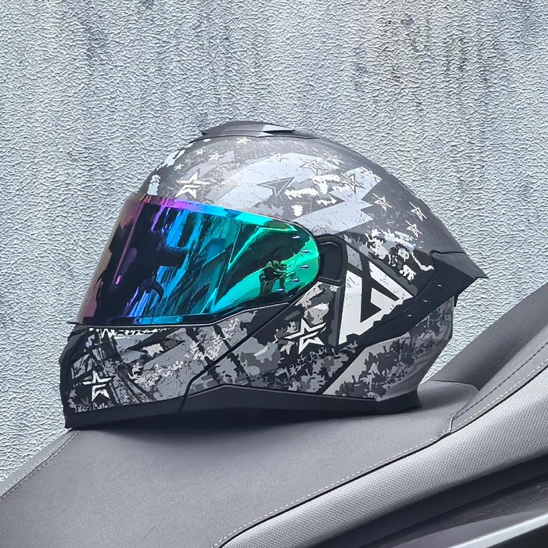 Motorcycle Helmet Men's and Women's Face-off Helmet Summer Locomotive Full Helmet Universal Safety In All Seasons