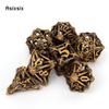 7 шт. медный лист цветок металлические игральные кости набор полых металлических многогранных кубиков подходит для ролевой ролевой игры, настольной игры, карточной игры